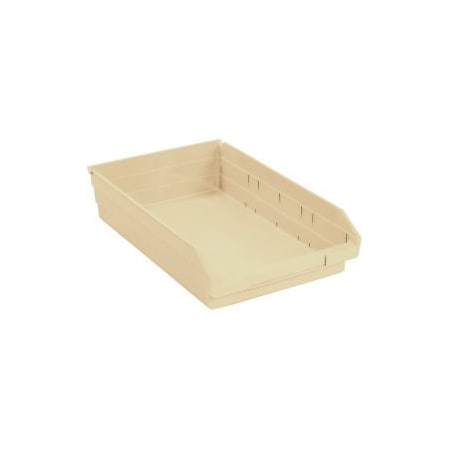 Quantum Storage Systems Shelf Storage Bin, Plastic, Beige, 12 PK QSB110IV